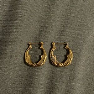 Gold plated whale hoop earrings
